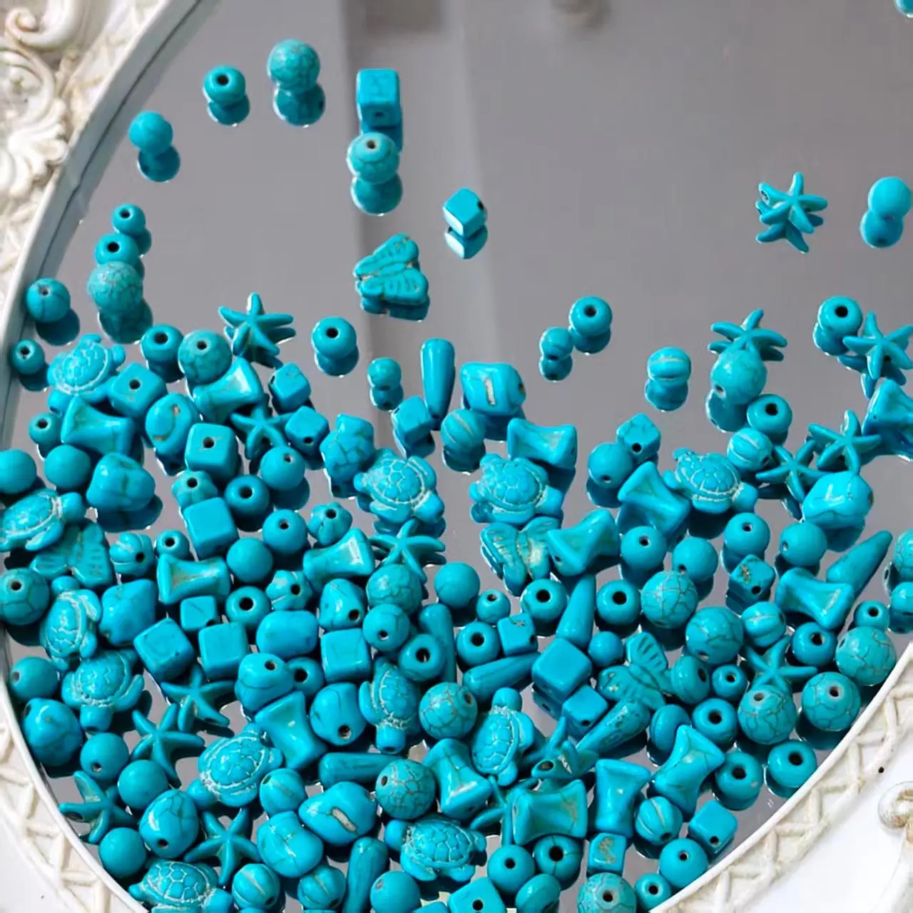 🩵【NEW】Tide Turquoise | Ocean‑Inspired Turquoise Bead Assortment, Turtle, Starfish, Butterfly And Square Spacer Beads