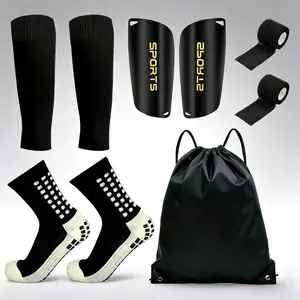 5-Piece Football Equipment Set (Including Football Socks, Socks, Shin Pads, Bandages, Storage Bag)workout sport essential accessory