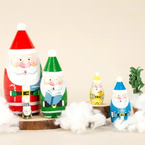 Russian nesting doll/Santa Claus birthday gift/wooden handicraft gift/toy hand-painted oil doll