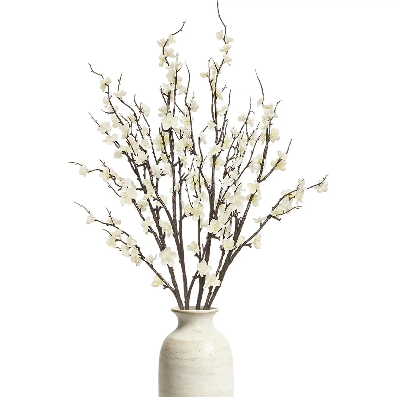 4 count Cherry Blossom Branches 39 Inch White   Spring Decorations for  Decor, Artificial  Long Stem Branches for Vase Wedding Office Party Table Decor Centerpieces