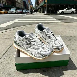Retro 'Gamma Blue' 2025 Stylish Basketball Shoes Athletic metallic silver retro mesh sneakers, breathable running trainers Vintage Reflective Mesh Sneakers for Men, Silver Metallic Splicing Breathable Hollow M