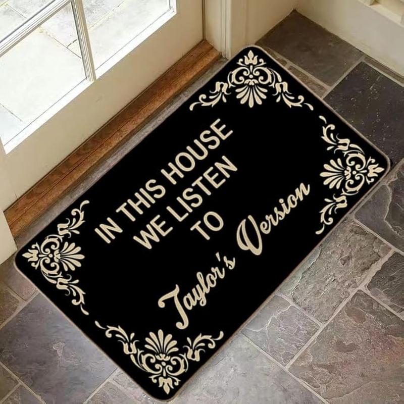 Please Take Off Your Shoes Mat Funny Welcome Mats for Indoor Outdoor Entrance Floor Mats Personalized Doormat Anti-Slip Gift Mat Black 2