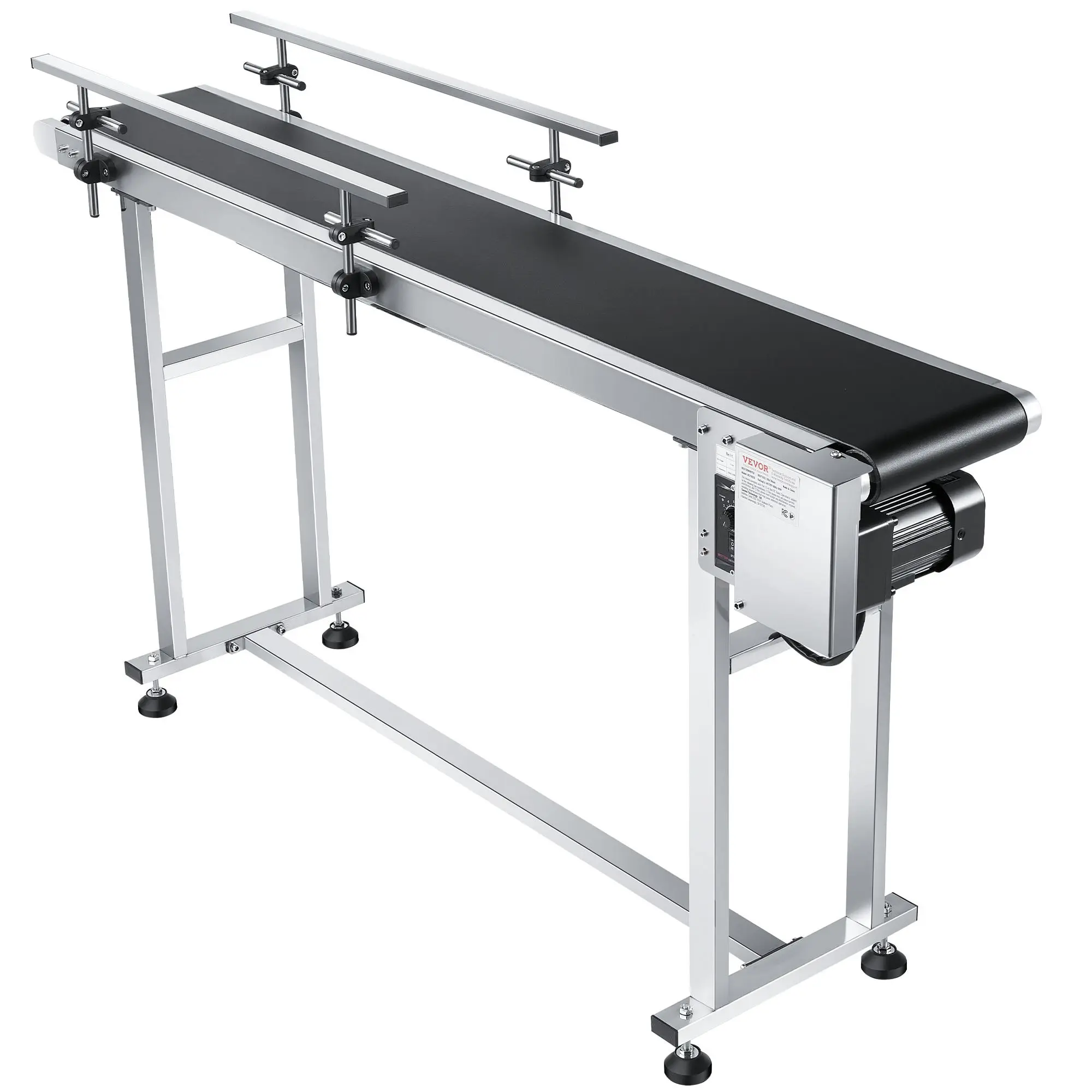【DealsForYouDays】VEVOR Belt Conveyor, 59x 7.8 inch Conveyor Table, Heavy Duty Stainless Steel Motorized Belt Conveyor for Inkjet Coding Applications Powered PVC Belt Anti-Static Adjustable Speed (Double Guardrail)