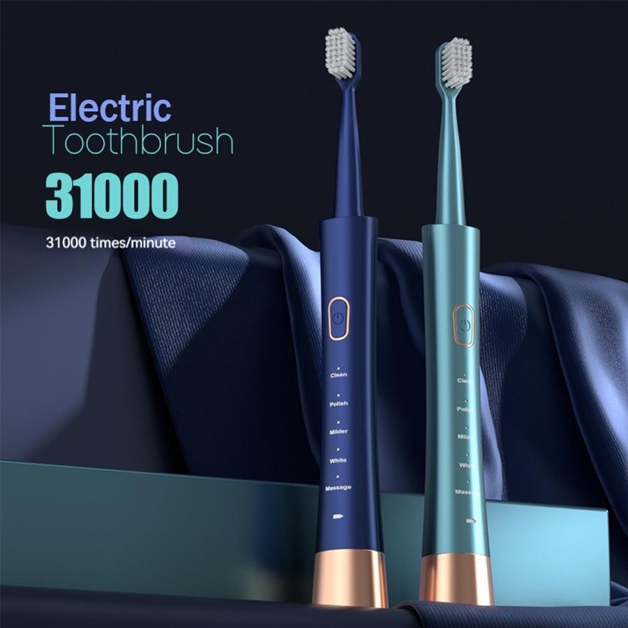 Electric Toothbrush Set, 1 Box Portable Rechargeable Toothbrush & 8 Counts Replacement Brush Heads, Oral Care Product for Adults, Replaceable Brush Heads