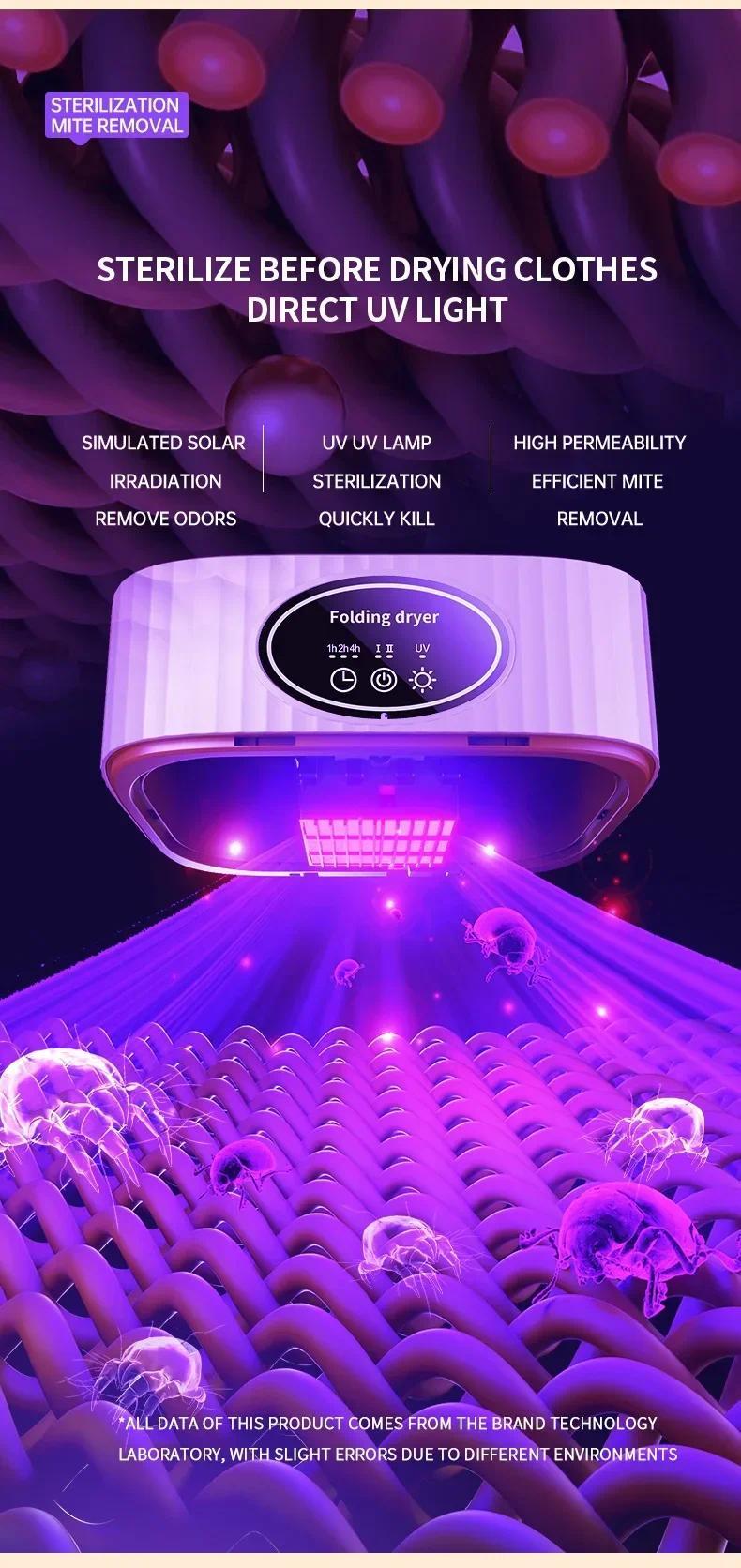 Mini Portable Folding Dryer with US Plug - Timing Function Energy Saving Three Colors - Space Saving for Business Travel Tourist Apartments Household Items Home Appliances