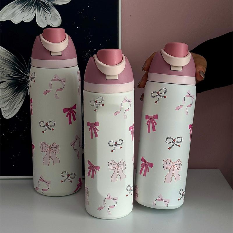 Butterfly Pattern Vacuum Flask, Thermos Cup, 24oz-32oz-40oz Stainless Steel Water Bottle, Portable Drinking Cup for Home Office School Outdoor, Drinkware, Insulated Travel Drinkware, Insulated Cups, Leak Resistant Tumbler