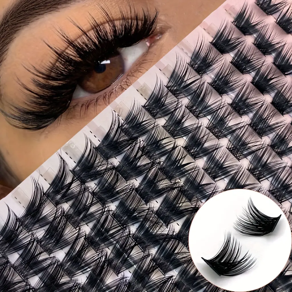 140pcs Eyelash Extensions DIY Manga Lash Clusters, Wispy Spiky False Eyelashes for Natural Look, 9D Fake Eyelashes at Home