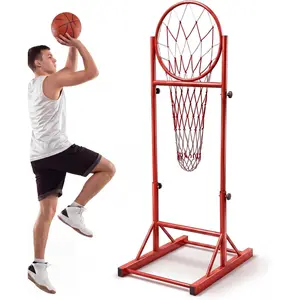 Adjustable Height Portable Basketball Rim Net Pass  Rack, 1.8ft Diameter Basketball Hoop  Equipment, 7-8ft Ground Pass Ring for Indoor & Outdoor Practice