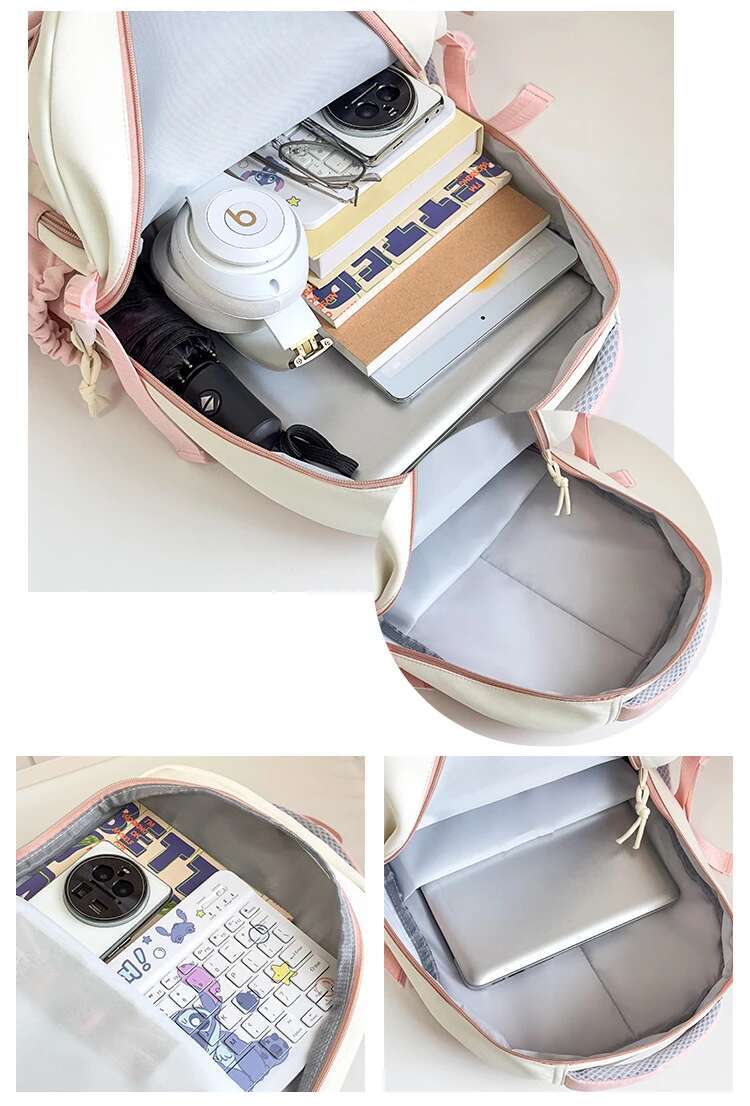 Y2K Cute Cat Ita Backpack Large Capacity Knapsacks Casual Girl Transparent DIY Display Rucksack Cartoon Trendy Travel Schoolbags