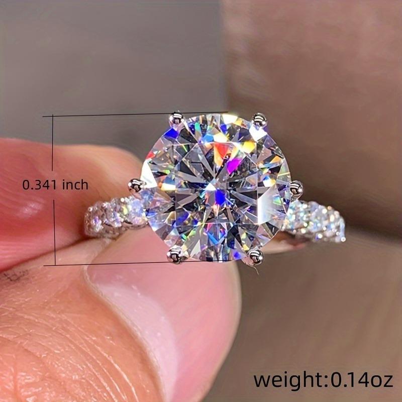 Elegant Silvery Engagement Ring with Luxury Sparkling Cubic Zirconia, Timeless Design for Wedding Promise Anniversary Holiday Gifts