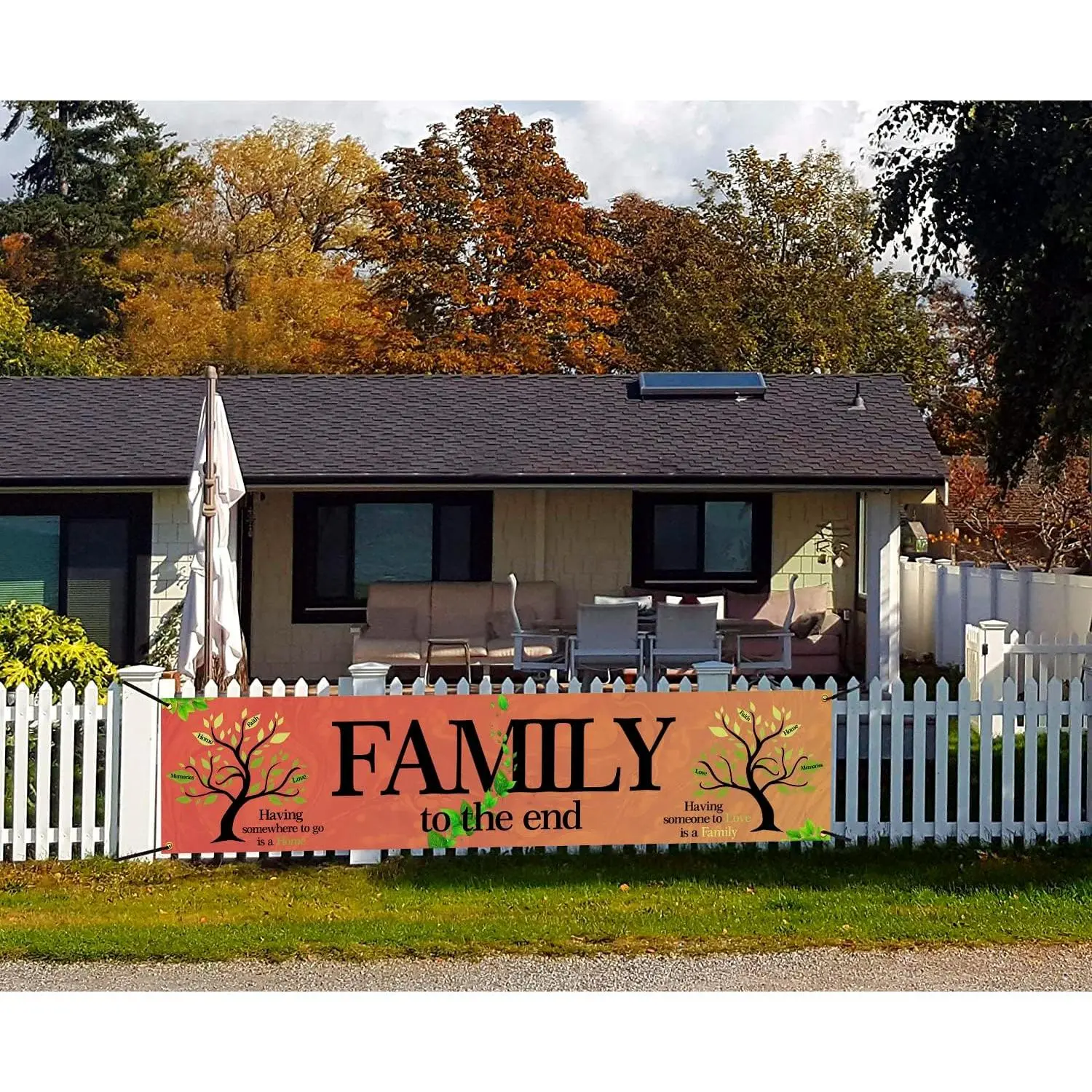 Colorful Family To The End Yard Banner Indoor Outdoor Large We Are Family Yard Sign Backdrop 70.87"L x 15.75"W Family Background For Housewarming Adoption Family Party Decors (Orange series)