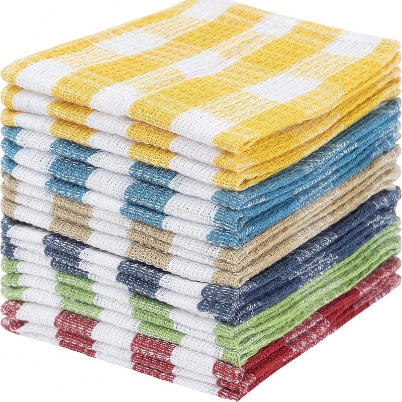 12pcs pack 100% cotton dishcloth, cleaning cloth, kitchen towel, quick drying, strong absorbent, can only hand wash the dishcloth for cleaning and drying cleaning tools