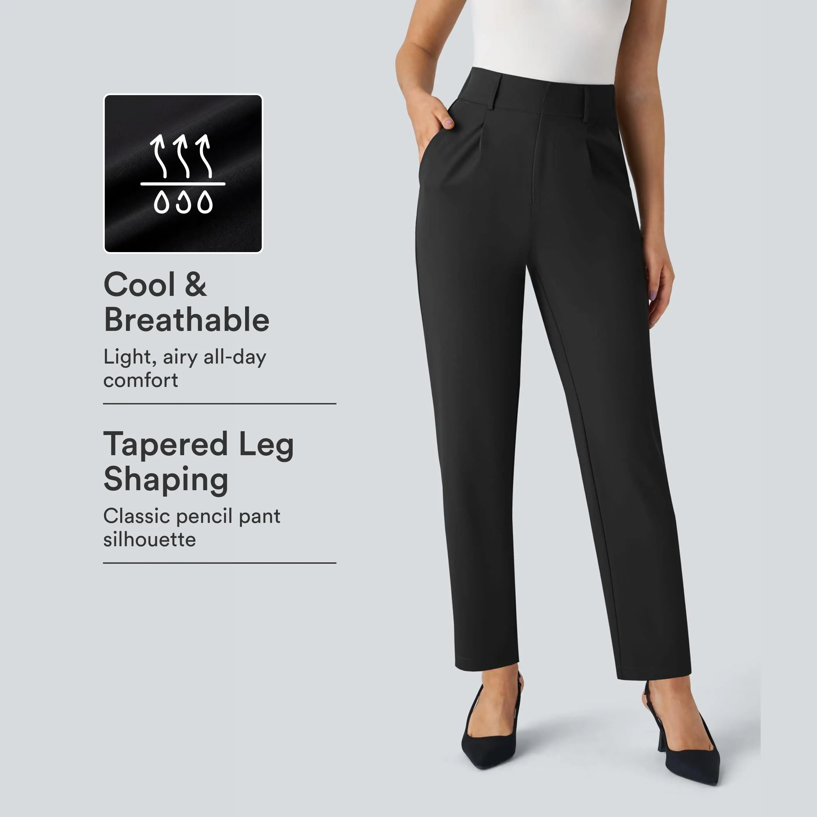Halara Flex™ High Waisted Pocket Solid Work Tapered Pants Halara Flex™ High Waisted Pocket Solid Work Tapered Pants