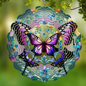 Wind Spinners Outdoor Butterfly -Birthday Gifts for Women Mom, Hanging Wind Sculptures Wind Spinners, 12 inch 3D Wind Spinner for Garden Decor for Outside, Garden, Patio, YardWind Spinner Mandala 3D