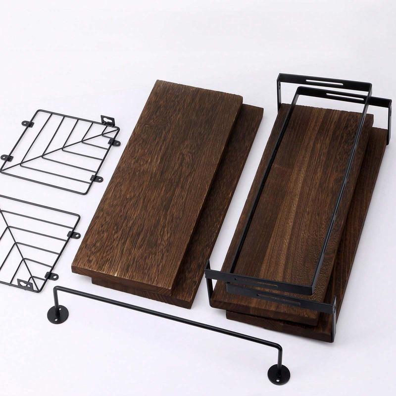 3+1 Tier Wall Mounted Bathroom Shelves Over Toilet, Rustic Wood Floating Shelves With Metal Frame And Towel Bar For Bathroom, Kitchen, Bedroom, Living Room, Home Decor, Bathroom Decor, Bathroom Organizer Summer