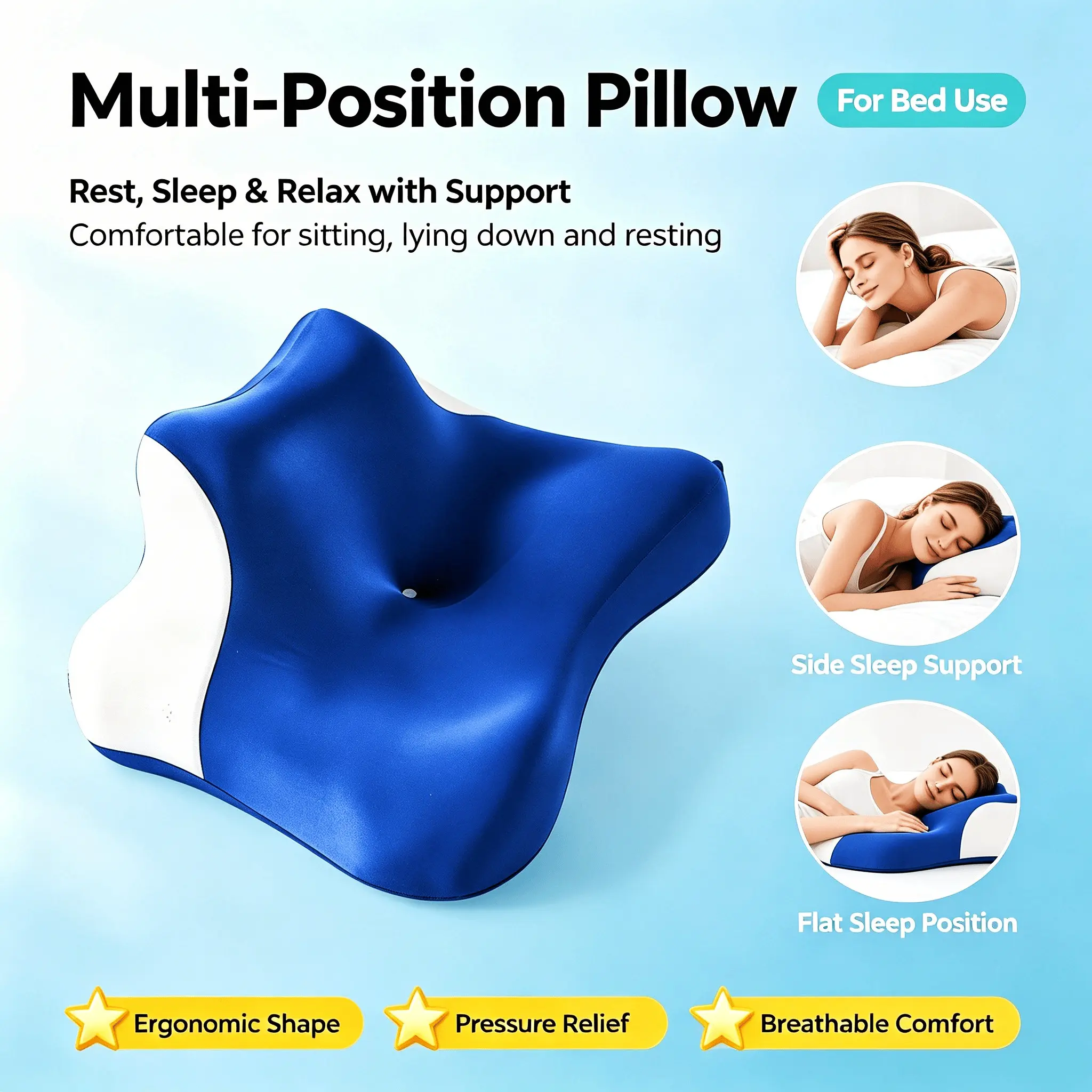 New 2027 Ergonomic Memory Foam Pillow, Adjustable Neck Support Wedge Pillow for Sleeping, Reading, Relaxing & Phone Use, Comfortable Pillow for Side and Back Sleepers
