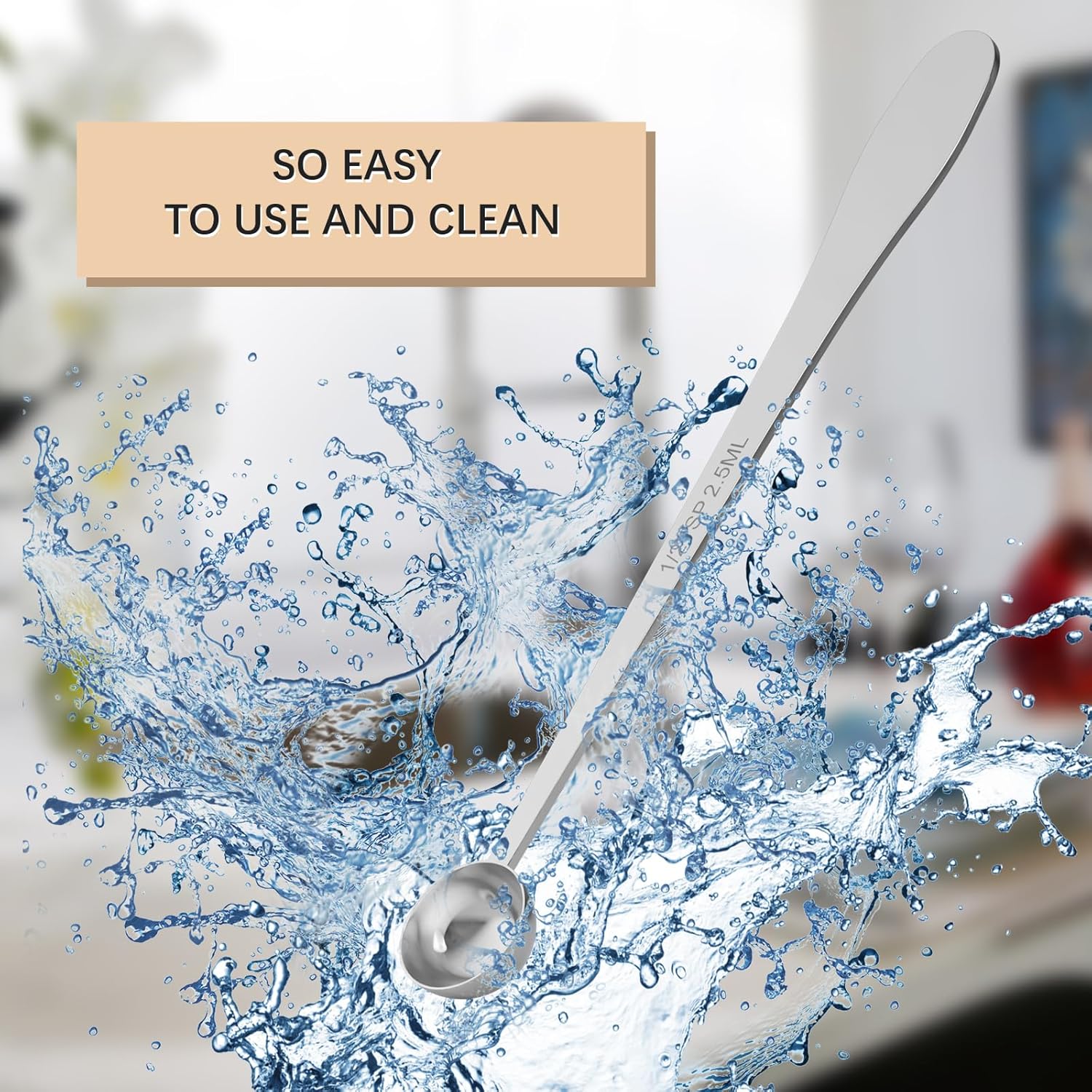 1 count 1/2 Teaspoon(1/2tsp, 1/6tbsp, 2.5 ml) Single Measuring Spoon, Extra-long Handle Individual Measure Scoop, Stainless Steel Spoons Only