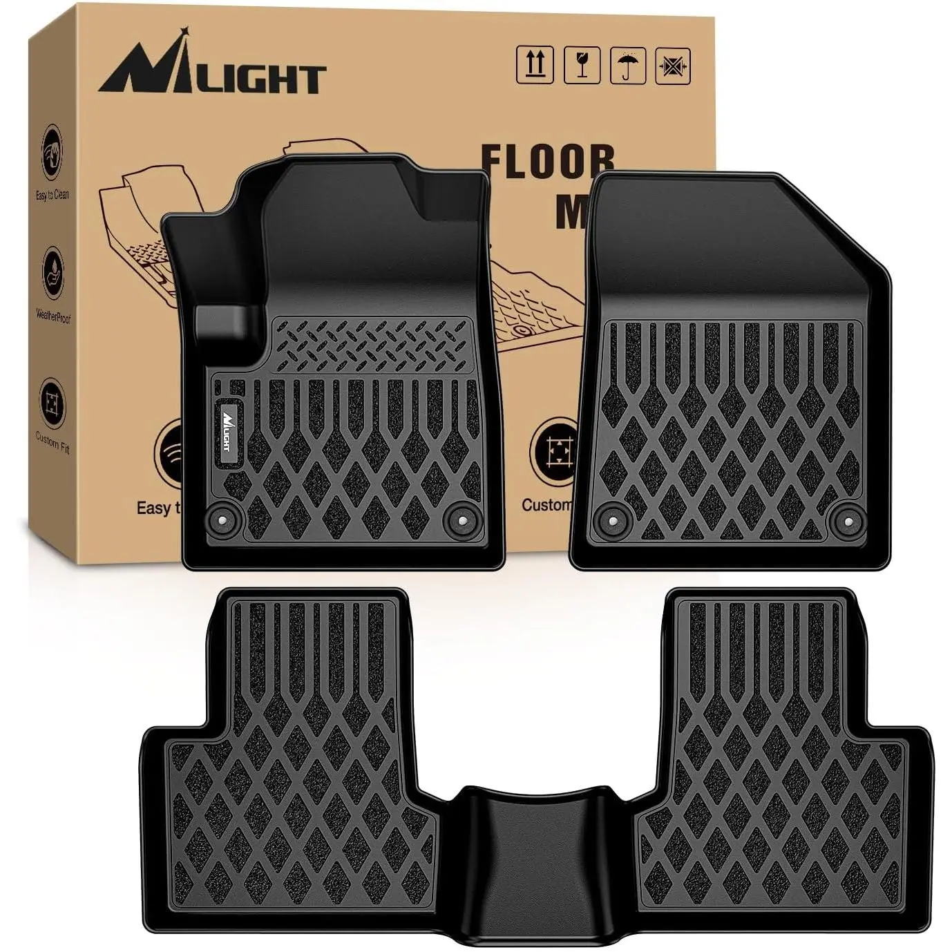 Nilight TPE Car Floor Mats - Custom-Fit All-Weather Heavy-Duty Floor Liners for Jeep Cherokee 2015-2023, Essential Car Accessory