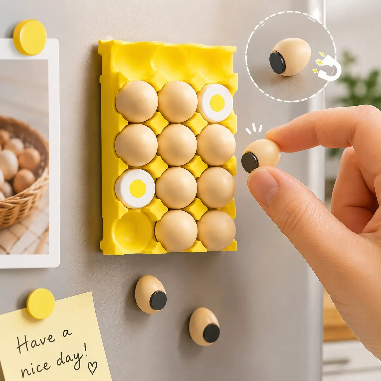 Cute Egg Refrigerator Magnet, Detachable Magnetic Egg Kitchen Decor, Fun and Functional Appliance Accessory, Perfect for Home Organization, Fridge Magnets Set, Refrigerator Decorating Magnets