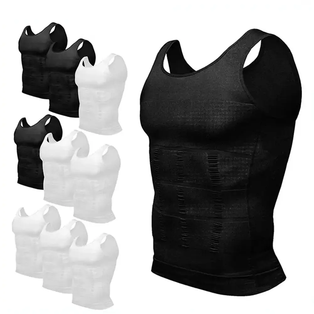 1/2 PACK Men's Sleeveless Compression Shirt, Athletic Tank Top Vest, Stretch Fitness Workout Shirt, Muscle Training Base Layer for Gym, Running & Sports