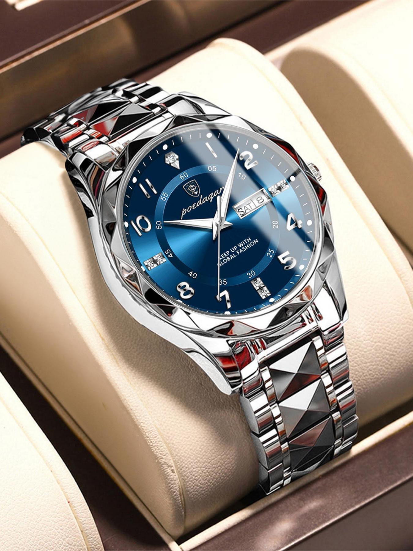 Business Fashion Analog Quartz Watch, Fashion Waterproof & Luminous Watch for Men, Trendy All-match & Exquisite Watch for Birthday Gift with Box, Business Fashion Watches