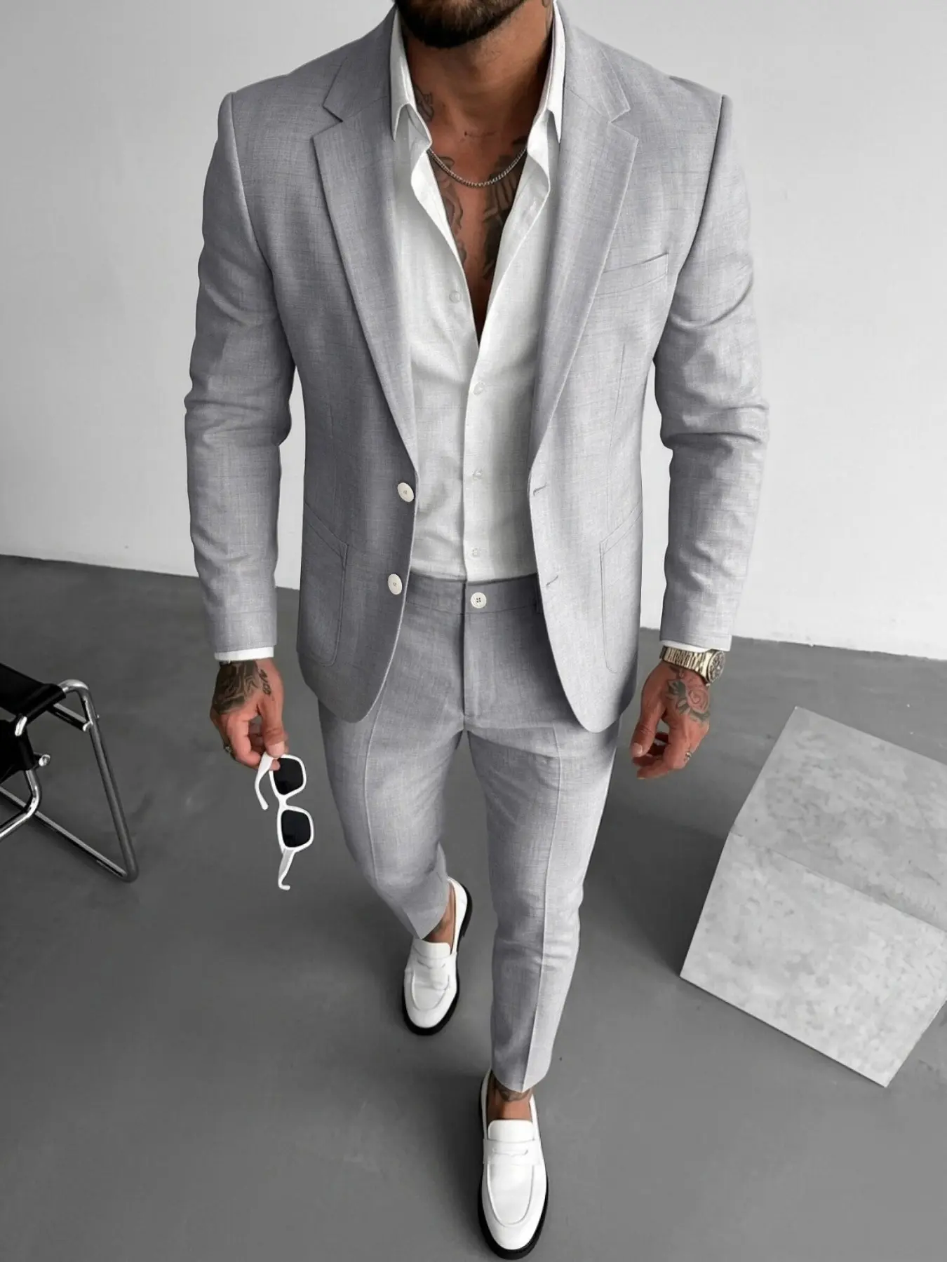 Men's Autumn New Italian Two-Piece Suit Set, Slim Fit Business Blazer and Pants, Lightweight Wrinkle-Resistant Fabric, Casual Style