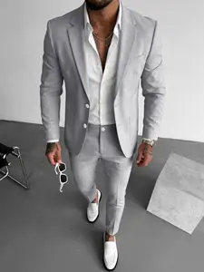 Men's Autumn New Italian Two-Piece Suit Set, Slim Fit Business Blazer and Pants, Lightweight Wrinkle-Resistant Fabric, Casual Style Outfit