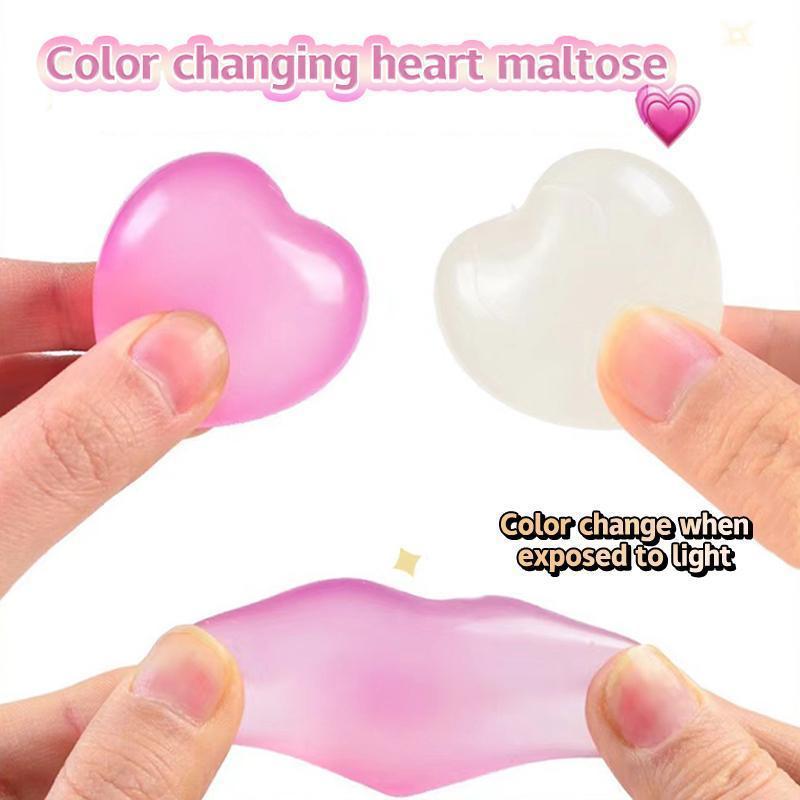 1Pc Changing Color Heart Squeeze Toy Sequins Love Fidget Toy Squishy Pinch Kneading Toy Stress Reliever Toy Kid Party Favor Heart Shaped Slow Rebound Toy