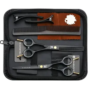 Haircut Scissors Set, Dual Tail Design, Right and Left Hand Use, Professional Barber, Home Haircut, Comb and Clip Accessories Included