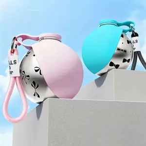 Pet Water Bottle with Food-grade Silicon Foldable Bowl 304 Stainless Steel Spherical Dog Hydration Round Bottle Travel Dogs/Cats Water Dispenser Puppy Water Feeding Sphere Bottle for Walk Hiking Stylish Addorable Design Cute  285ml#SummerVibes