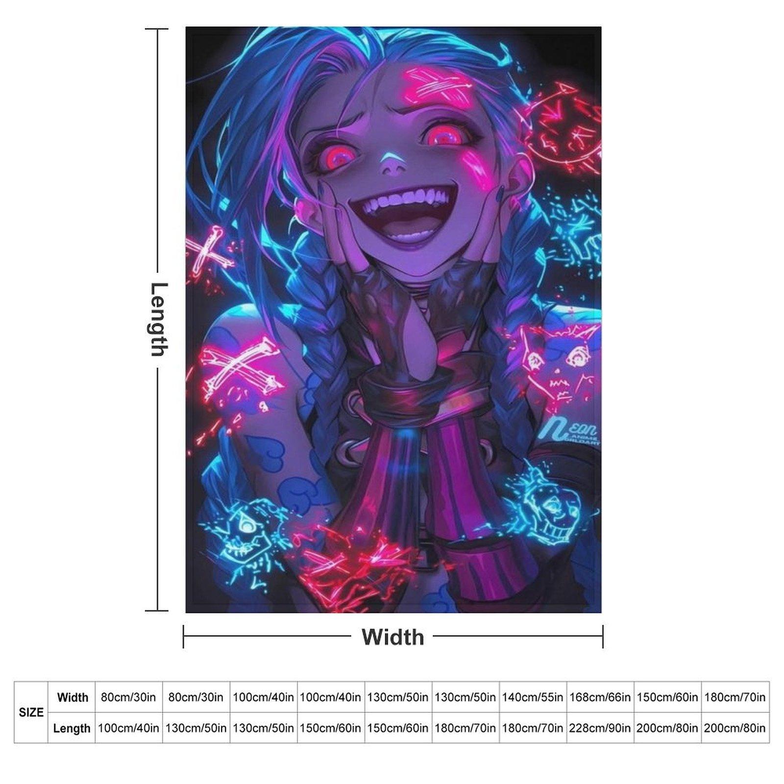 Crazy Jinx Neon Graffiti Blanket | Epic Arcane-Themed Flannel Throw