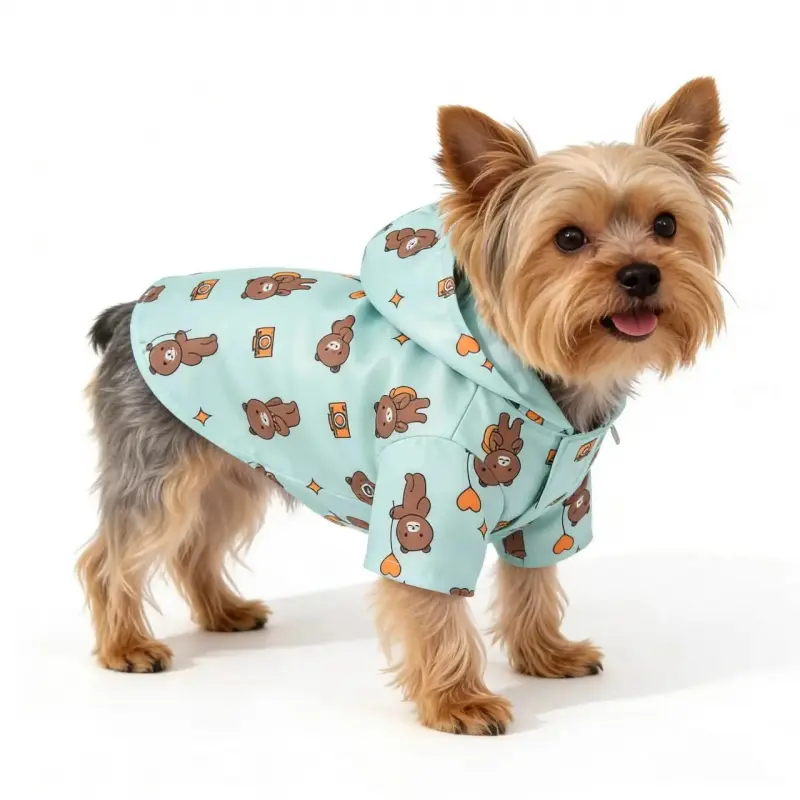 1-piece cute printed pet raincoat, lightweight waterproof hooded jacket, suitable for small and medium-sized dogs, puppies, stylish dog coat, perfect for rainy days