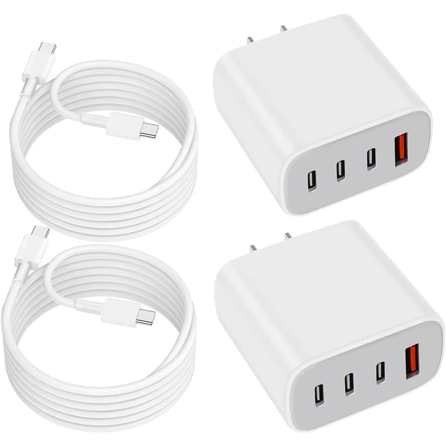 USB-C Charger Block,Wall Charger Block with C to C  | 4-Port Power Adapter,Wall Plug Multiport Type C  Block Cube Compatible with  16 15 Pro Max XR XS and Tablets