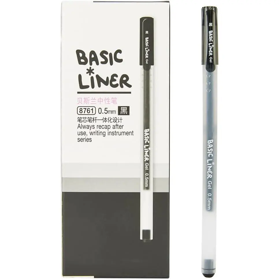 8761  Liner Gel Ink Pens 0.5mm Fine Point (Black Color 12-Pack)