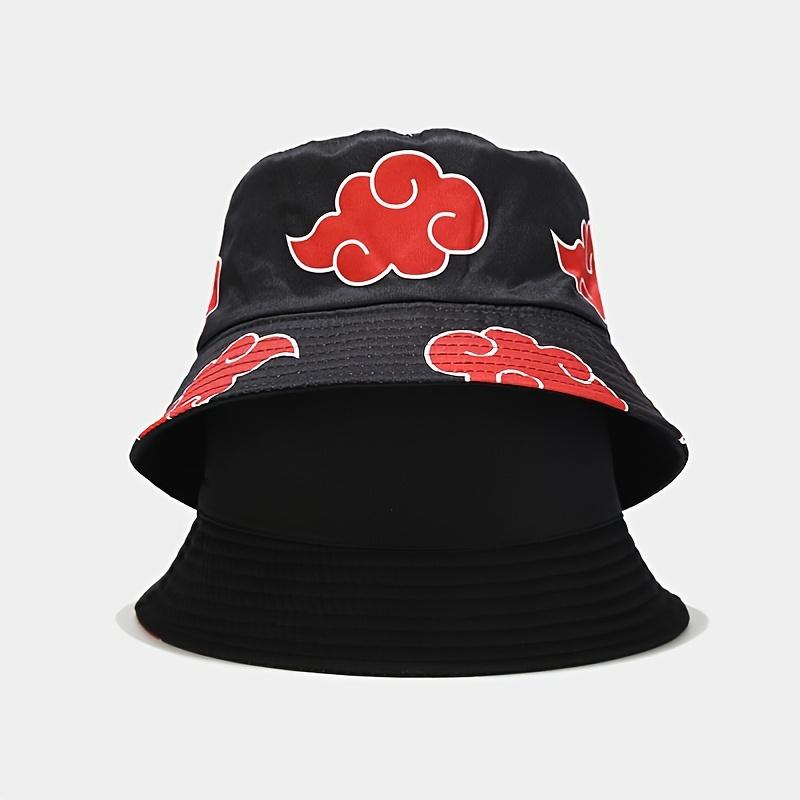 Japanese Anime Cartoon Red Cloud mbroidery Bucket Hat Cotton Akatsuki Fisherman Hat Outdoors Sunscreen for Women Men Summer Hat