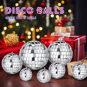 20 PCS Hanging Mirror Disco Ball Ornaments Assorted Silvery Mini Disco Balls Decoration Different Size Reflective with Rope Wedding Anniversary Birthday Family Party