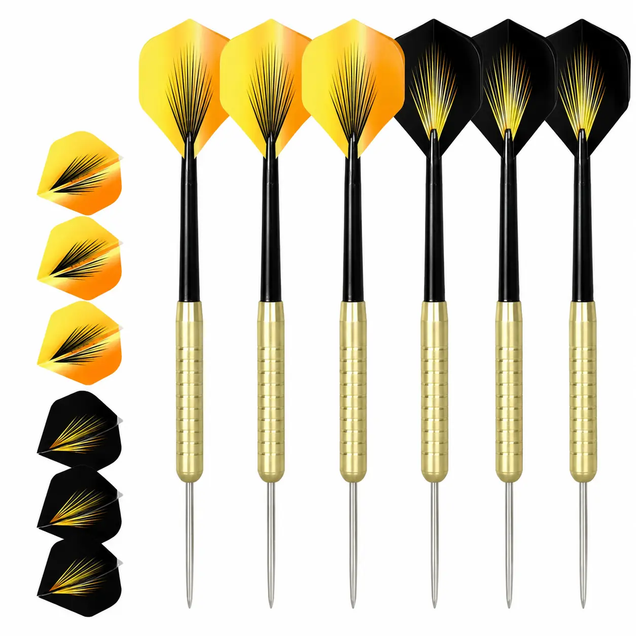 Premium Hard-Tip Dart Set – 6-Piece Steel-Dart Kit Including Shafts, Flights, and Sharp Tungsten-Composite Tips for Precision Throwing and Competitive Play