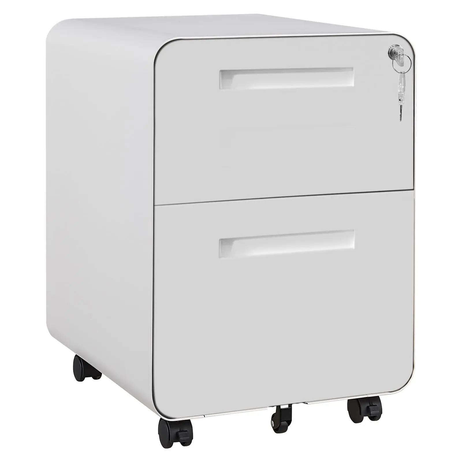 2-Drawer Mobile File Cabinet with Lock – Under Desk Metal Filing Cabinet – Fully Assembled – Fits Letter/Legal/A4 – Rolling Office Storage – Matte Black