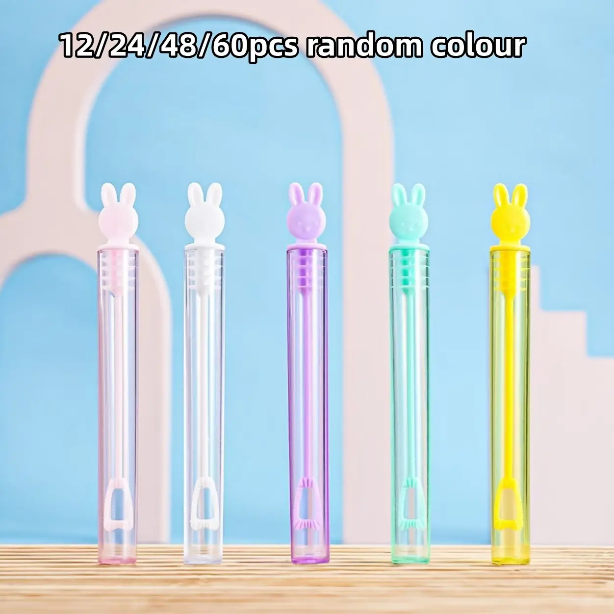 12/24/48/60pcs Mini Manual Bubble Toy, Colorful Bubble Tubes, Wedding Party Atmosphere Props, Rabbit Handheld Bubble Wand, Kids Interactive Toys