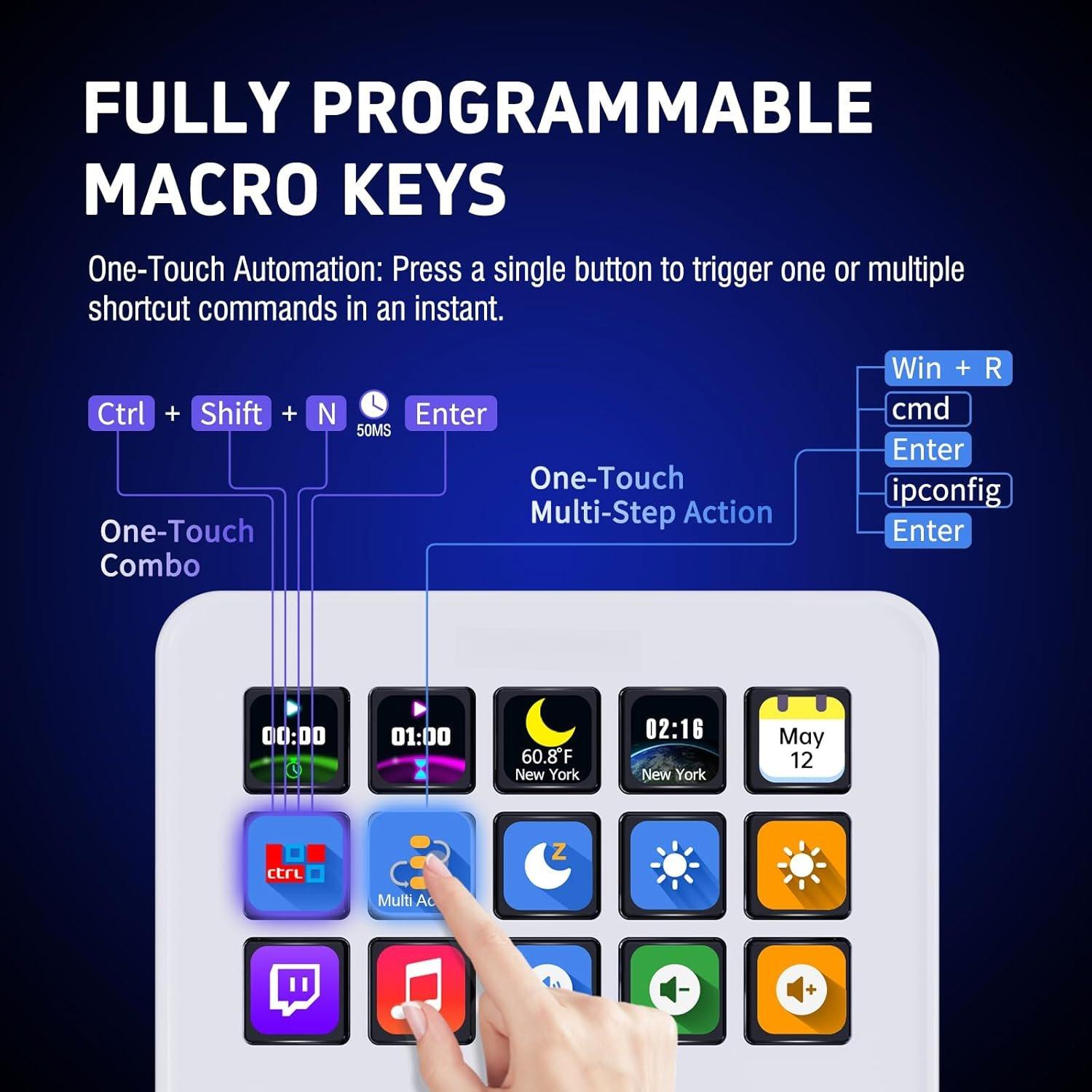 Macro Keypad, Stream Controller Deck Gaming Streaming Shortcut Keyboard ...