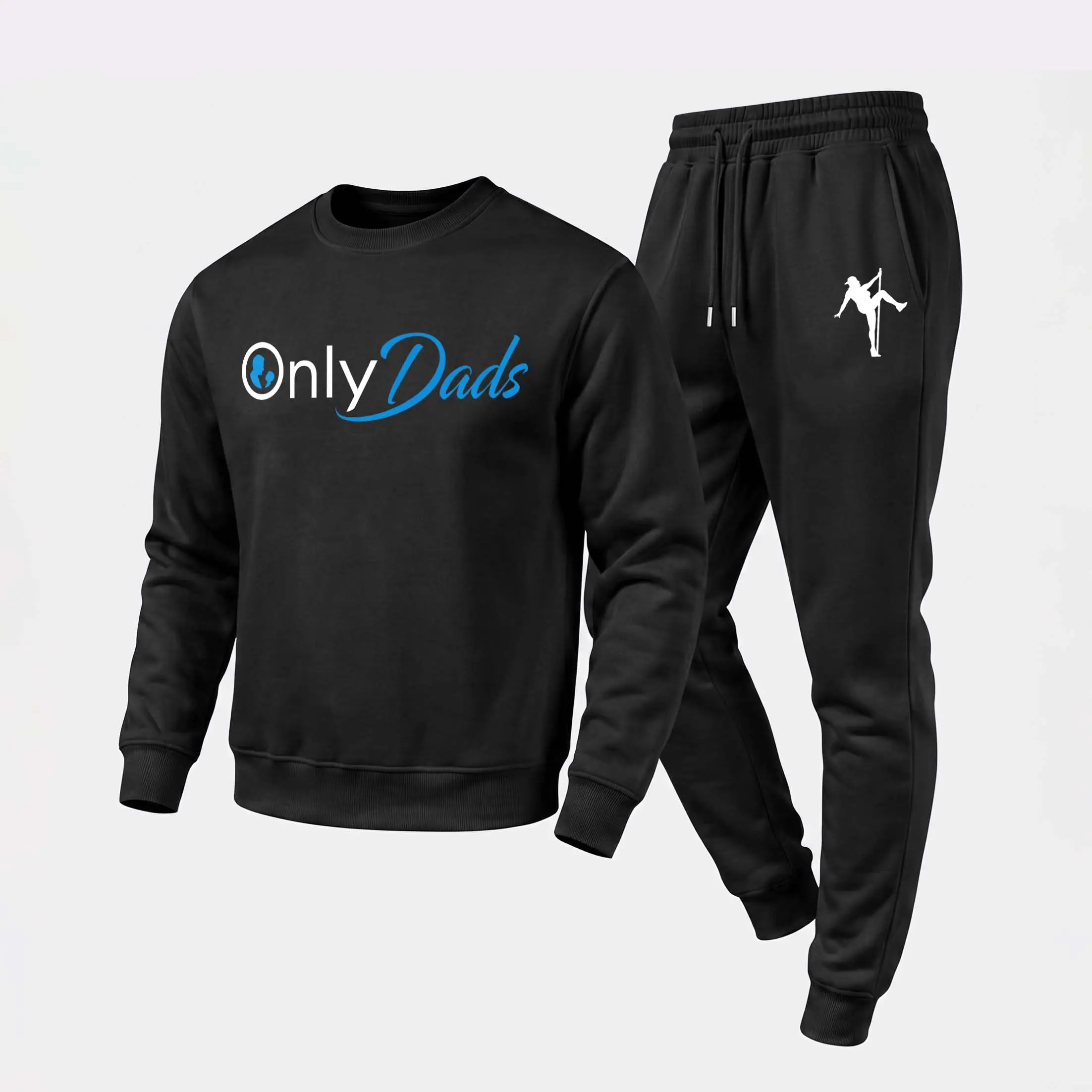 Men's “ Only Dadse ” Graphic Crewneck Sweatshirt and Jogger Pants Set, Casual Long Sleeve Pullover with Drawstring Sweatpants, Fall Winter Tracksuit for Daily Wear, Travel, Lounge, Workout and Indoor Outdoor Activities