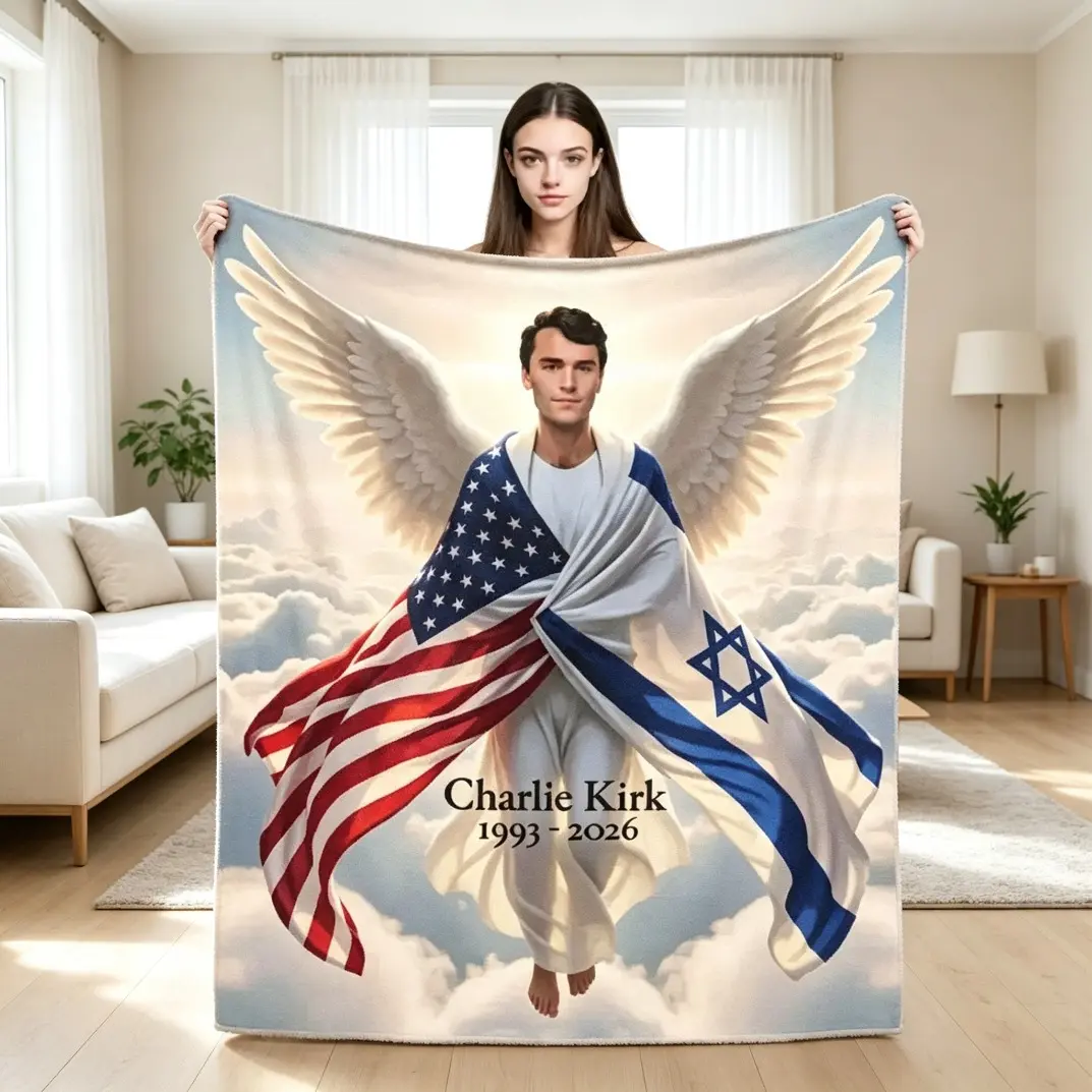 Charlie Kirk Themed Plush Blanket, Super Warm Flannel Throw Blanket, Ultra Soft Durable Fabric All Season Comfort, Cozy Bedspread for Living Room Bedroom Use, Machine Washable Blanket for Adults Kids Home Decor Gift