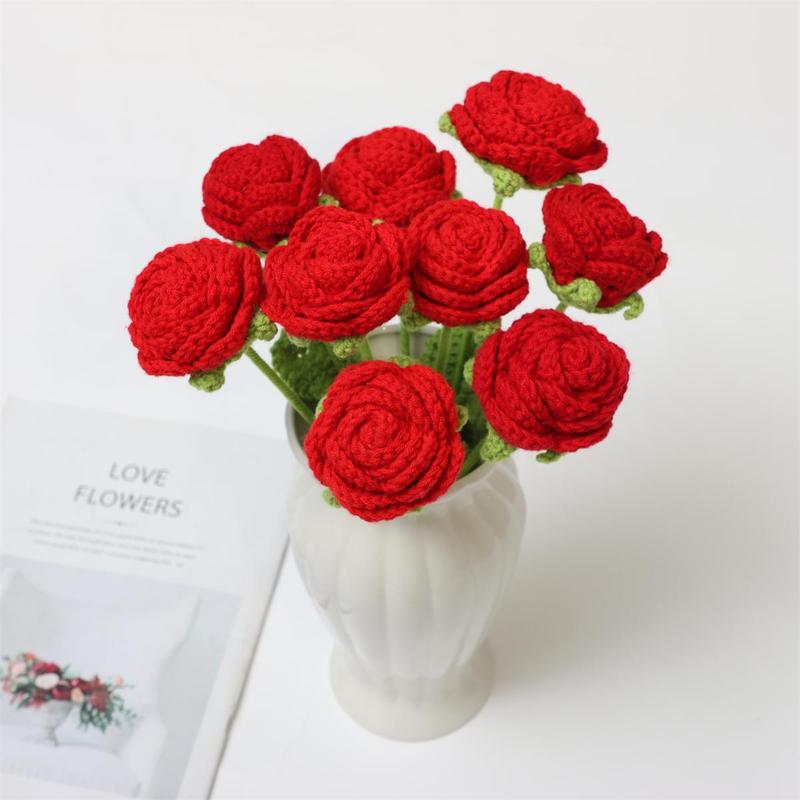 Crochet Roses for Flower Arrangements, 9 Counts DIY Faux Rose Bouquet for Room, Wedding and Party Decor, Gift for Boyfriend or Girlfriend #TOP PICKS