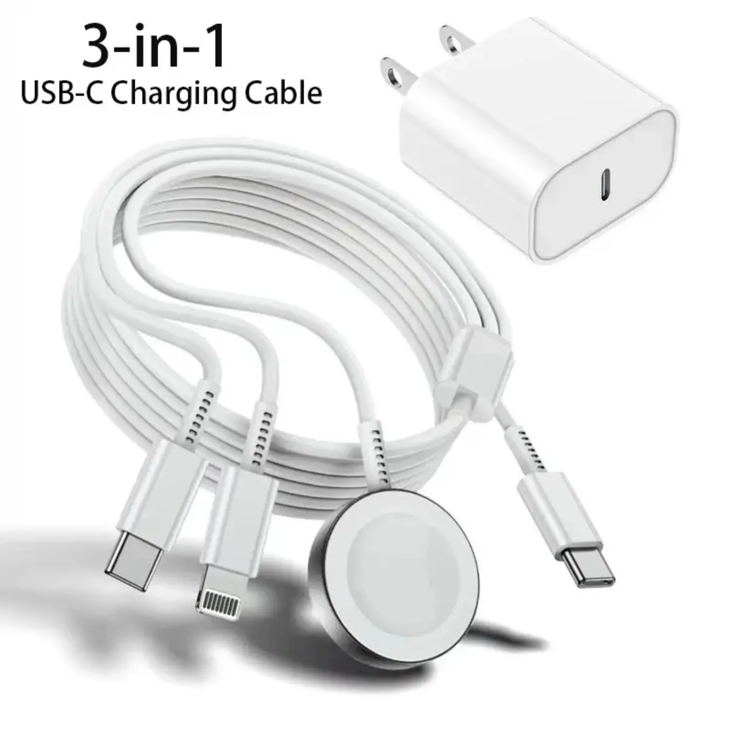 3-in-1 USB-C Charging Combo + Adapte,[MFI Certified] Magnetic Watch Fast Charging Cable, Compatible with Apple Watch 9/8/7, iPhone 16/15/14/13, iPad, Men's Gift Ideas