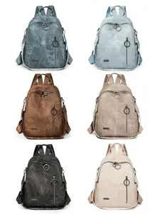 Korean Style Lazy Distressed Leather Women Backpack Large Capacity Lightweight Multi Color Available Ideal for Daily Commute Short Trip Travel Daily Outing Fashion Women Backpack