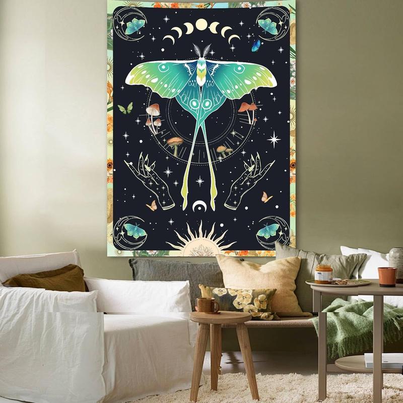 Forest Wall Tapestry for Bedroom, Nature Green Tree of Life Tapestries Wall Hanging, Fairy Tales Magical Landscape Backdrop Tapestry for Living Room Dorm Decor