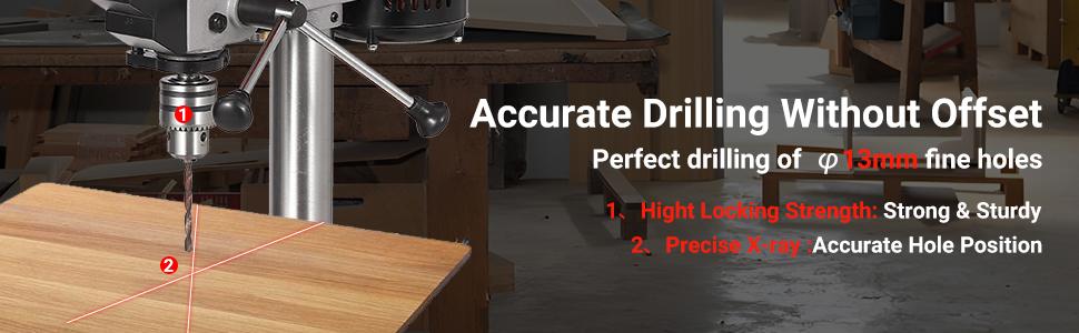 8" Benchtop Drill Press, Laser Ray (Class II Max. 1mW), Tabletop Drilling Machine with 5 Adjustable Speeds (620 to 3100 RPM), 0-45°Tilting Worktable with LED Light (1W), for Wood or Metal