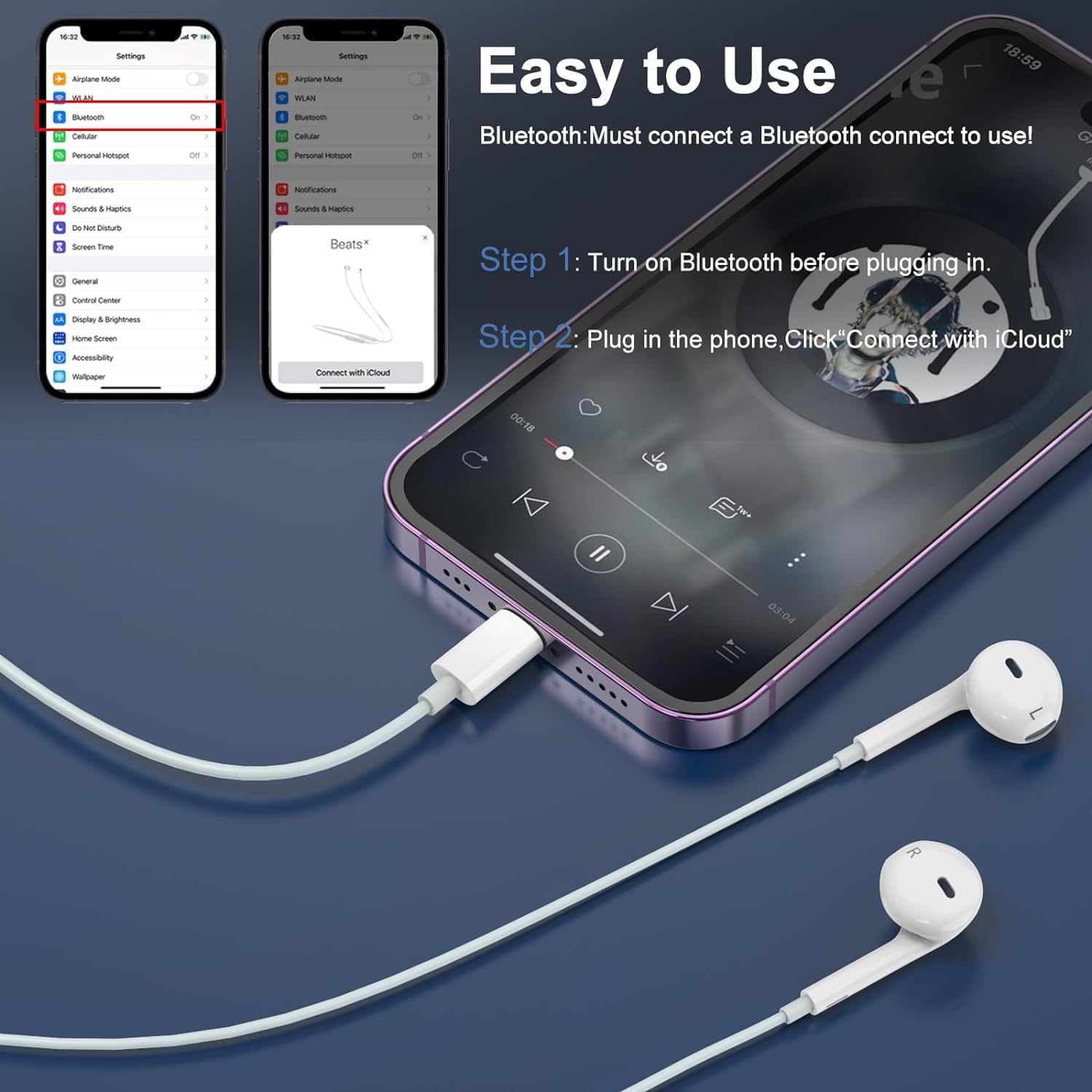 Earbuds, Wired Earphones (Built-in Microphone & Volume Control) Noise Canceling Isolating Headphones for iPhone 14/13/12/11/SE/X/XR/XS/8/7