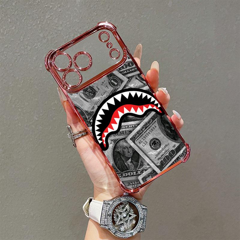 The new shark bite-patterned four-corner airbag anti-drop protection phone case. This is a transparent, casual-style soft TPU protective case, specially designed for iPhone 17 Pro Max, 16, 15, 14, 13, 12, 11, Pro, Plus, Max, Air models. Simple yet shock-p