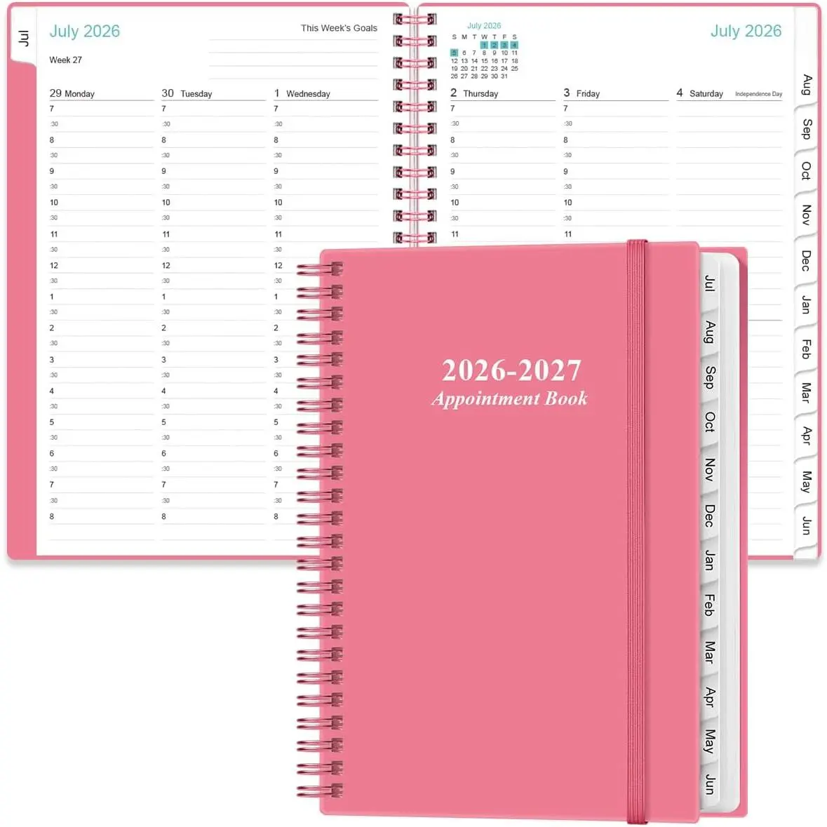 2026-2027 Appointment Book & Planner - Hourly Planner from July 2026 to June 2027, Weekly Appointment Book 2026-2027 with 30-Minute Interval, 6.4" x 8.5",